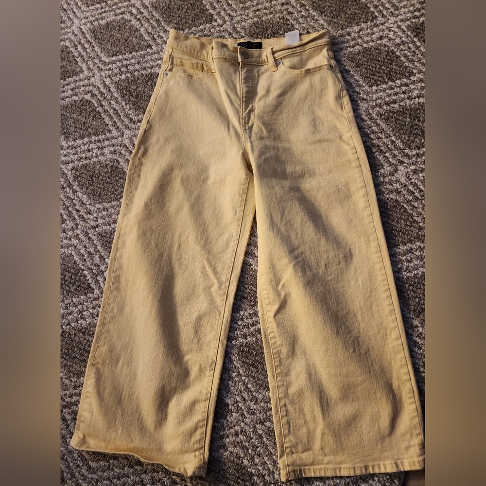Banana Republic Mustard Wide-Leg Crop Pants